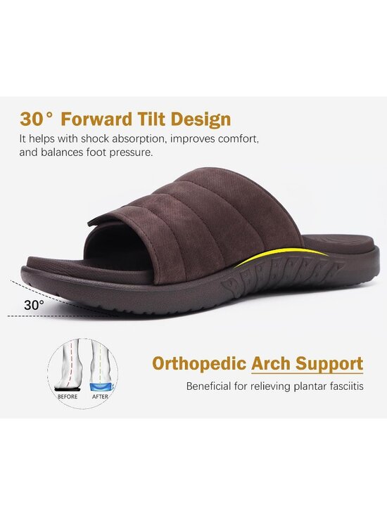 Men\'s Brown Adjustable Orthotic Plantar Fasciitis Open Toe Athletic Sandal Shoes main image 4
